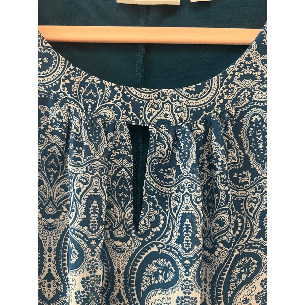 New York & Company Blouse Womens M Teal Paisley Shell Tank 1644 - Picture 9 of 12